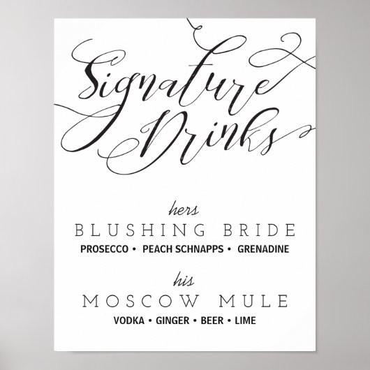 Handtekening Drink bruiloft Poster (Voorkant)