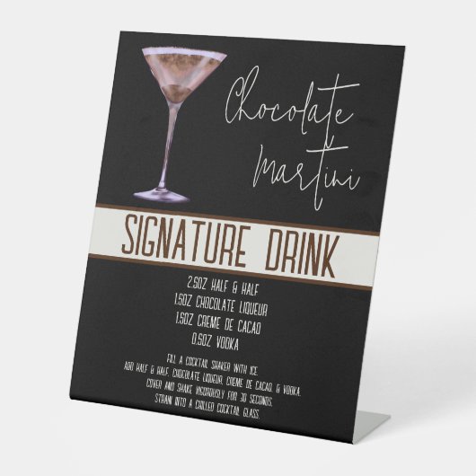 Handtekening Drink, Chocolade Martini, Feestmenu, Reclamebord Met Voetstuk (Voorkant)