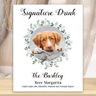 Handtekening Drink Dog Bar Aangepaste foto Pet Wed Poster