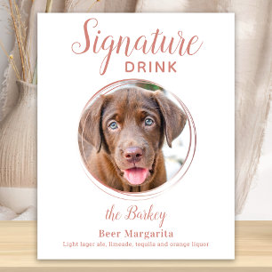 Handtekening Drink Elegant Roos Gold Pet Wedding Poster