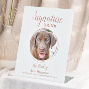 Handtekening Drink Elegant Roos Gold Pet Wedding Reclamebord Met Voetstuk