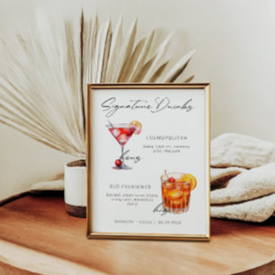 Handtekening Drink Modern Zwart-Wit Poster