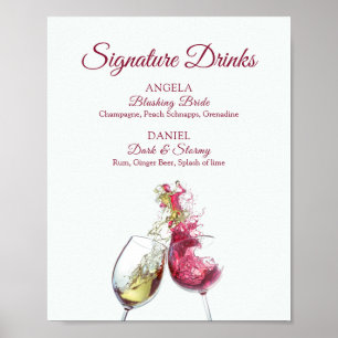 Handtekening Drink Rood en Wijn Dance Wedding Poster