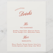 Handtekening Drink  Rood & Ivoor Wedding Menu (Voorkant)