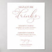 Handtekening Drink Roos Gold Foil Wedding Sign Poster (Voorkant)