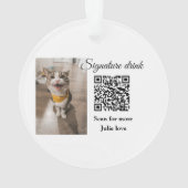Handtekening drink scan QR-code voeg foto naam toe Ornament (achterkant)