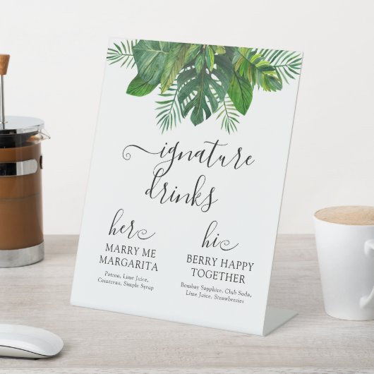 Handtekening Drink Tropische bladeren Reclamebord Met Voetstuk (Insitu)