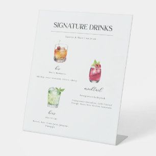 Handtekening Drink trouwcocktails Reclamebord Met Voetstuk