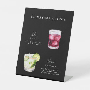Handtekening Drink trouwcocktails Reclamebord Met Voetstuk