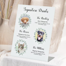 Handtekening Drinken Aangepast 3 Foto Pet Wedding Reclamebord Met Voetstuk