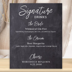 Handtekening Drinken Aangepaste Rustic Wedding Bar Poster