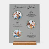 Handtekening Drinken Elegant Pet Wedding 3 Foto's Acryl Bord (Voorkant)