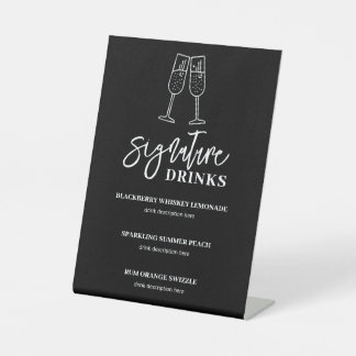 Handtekening Drinken Wedding Bar voetstuk teken Reclamebord Met Voetstuk