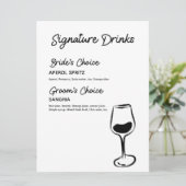  Handtekening Drinken Zwart & Wit Menu (Staand voorkant)