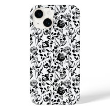 Handtekening Floral Black en White Hoesje