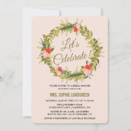 Handtekening Floral Wreath Bridal Shower Invitatio Kaart