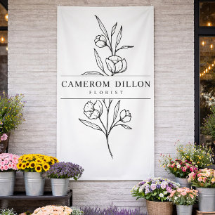 Handtekening Florist Business Flower Shop Botanisc Spandoek