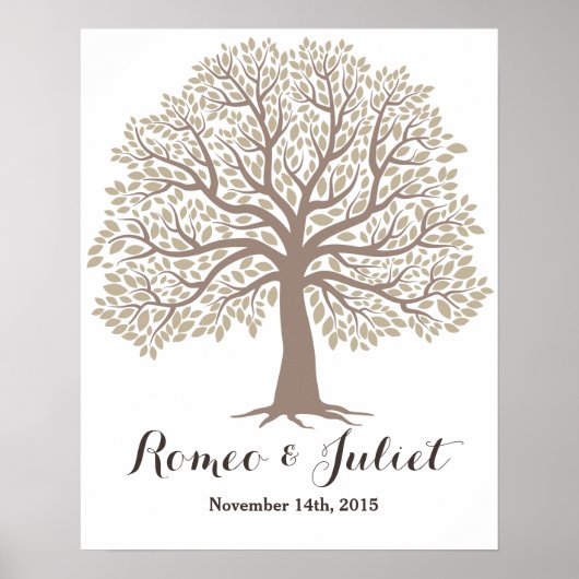 Handtekening gastenboek - Big Oak Tree - Weddensch Poster (Voorkant)