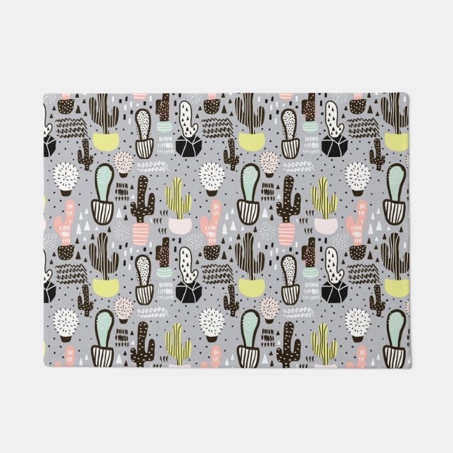 Handtekening gestructureerd cactus-patroon deurmat (Voorkant)