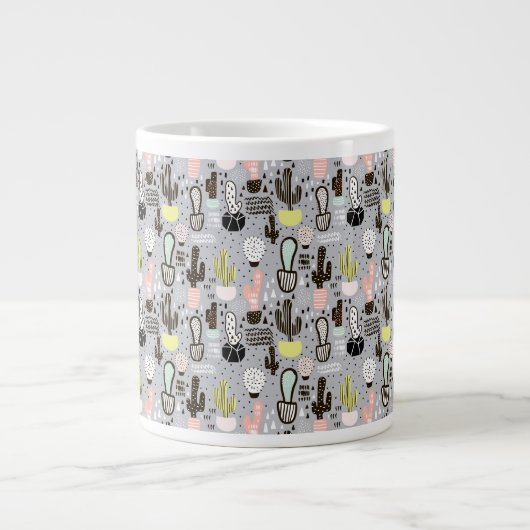 Handtekening gestructureerd cactus-patroon jumbo mok (Voorkant)