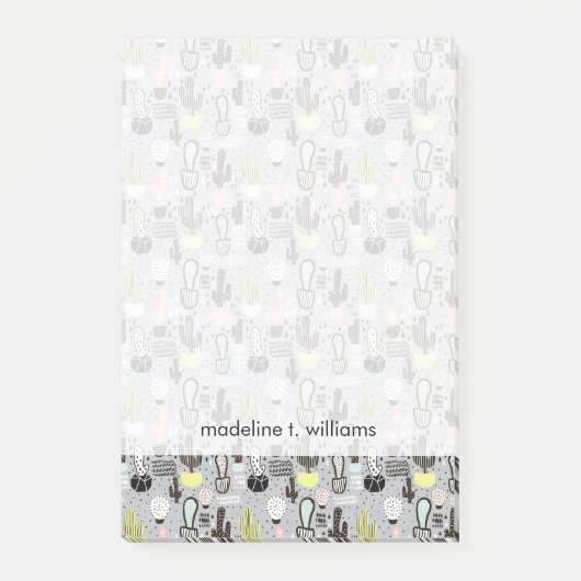 Handtekening gestructureerd cactus-patroon post-it® notes (Voorkant)