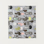 Handtekening gestructureerd cactus-patroon wandkleed (Voorkant)