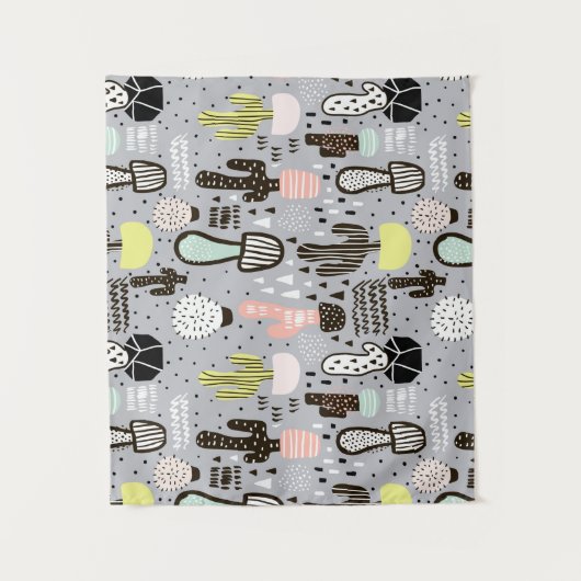 Handtekening gestructureerd cactus-patroon wandkleed (Voorkant)