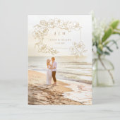 Handtekening Gold Floral slaat de datum op Save The Date (Staand voorkant)