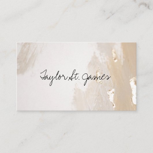 Handtekening goudbeige schilderingen visitekaartje (Voorkant)