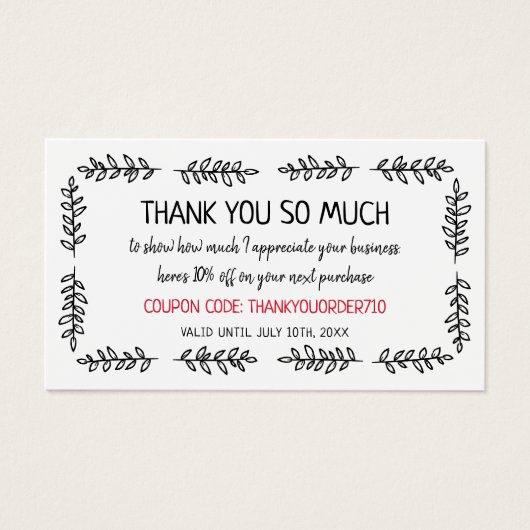 Handtekening Greenery Coupon Code Small Business Visitekaartje (Voorkant)