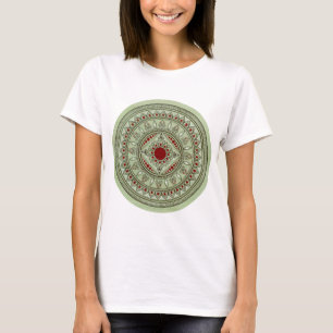 Handtekening groen en rood Mandala-ventilatorontwe T-shirt