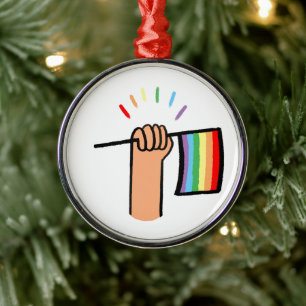 Handtekening Handje met een regenboogvlag Metalen Ornament
