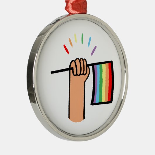 Handtekening Handje met een regenboogvlag Metalen Ornament (Rechts)