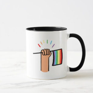 Handtekening Handje met een regenboogvlag Mok