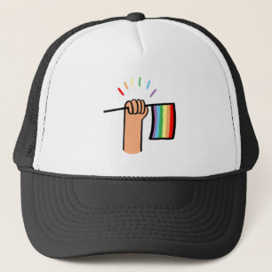 Handtekening Handje met een regenboogvlag Trucker Pet