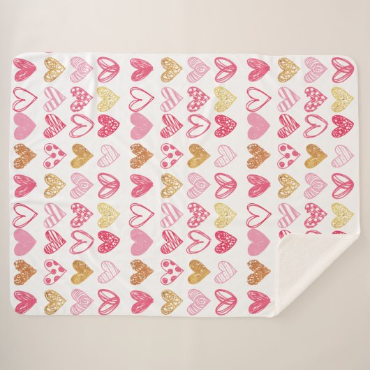 Handtekening Heart Pattern ID470 Sherpa Deken (Voorkant (horizontaal))