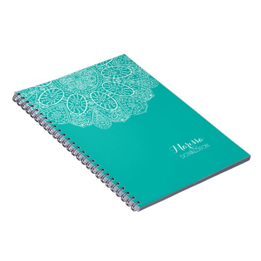 Handtekening Henna Circle Ontwerp Bright Pool Blau Notitieboek (Rechterzijde)