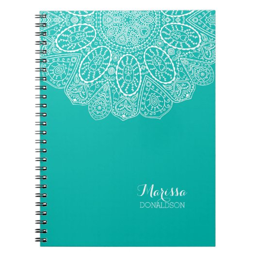 Handtekening Henna Circle Ontwerp Bright Pool Blau Notitieboek (Voorkant)