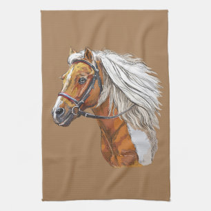 Handtekening in paardenportret theedoek