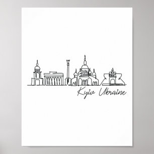 Handtekening Kyiv Stadssilhouet - Oekraïne Souveni Poster