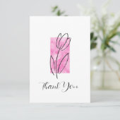 Handtekening Lineaire Tulp, roze Waterverf Abstrac Bedankkaart (Staand voorkant)