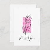 Handtekening Lineaire Tulp, roze Waterverf Abstrac Bedankkaart (Voorkant / Achterkant)