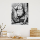 Handtekening mannetje-nude kunststeenkool poster (Keuken)