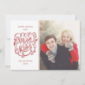 Handtekening Merry Kisses Red Glitter Holiday Foto Feestdagenkaart (Voorkant)