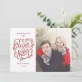 Handtekening Merry Kisses Red Glitter Holiday Foto Feestdagenkaart (Staand voorkant)