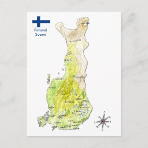 Handtekening met kleurenkaart van het Finse Briefk Briefkaart