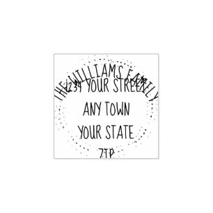 Handtekening met retouradres familienaam 	rubberstempel