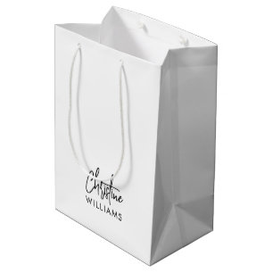 Handtekening Monogram Handgeschreven Schrift Wit Medium Cadeauzakje