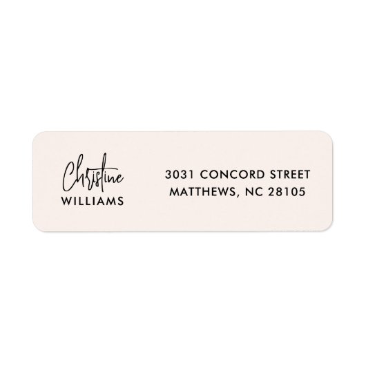 Handtekening Monogram Handgeschreven Script Blush  Etiket (Voorkant)