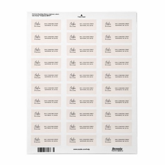 Handtekening Monogram Handgeschreven Script Blush Etiket (Full Sheet)